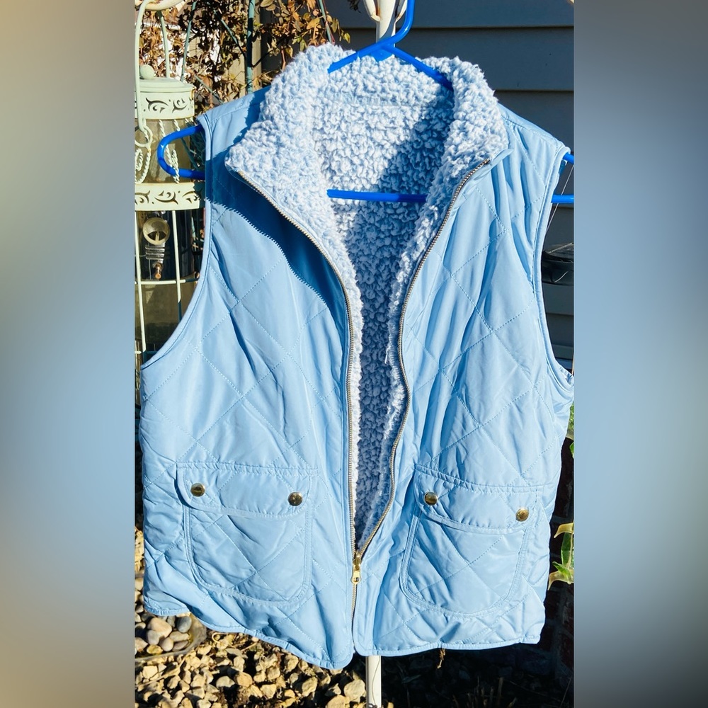 💙SkyBlueVest🦋Sz-(M) LoveTree Reversible Vest w/4 Pockets Both Sides-Runs Small⚠️ - Picture 13 of 16